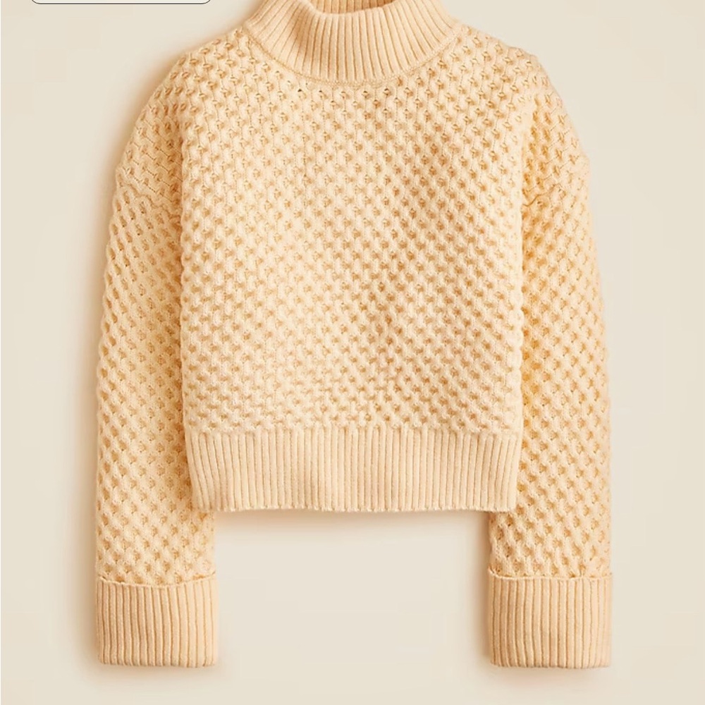 Honeycomb mockneck sweater in wool blend